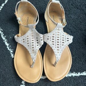 Maurices Taupe Gray Laser Cut Flat Sandal